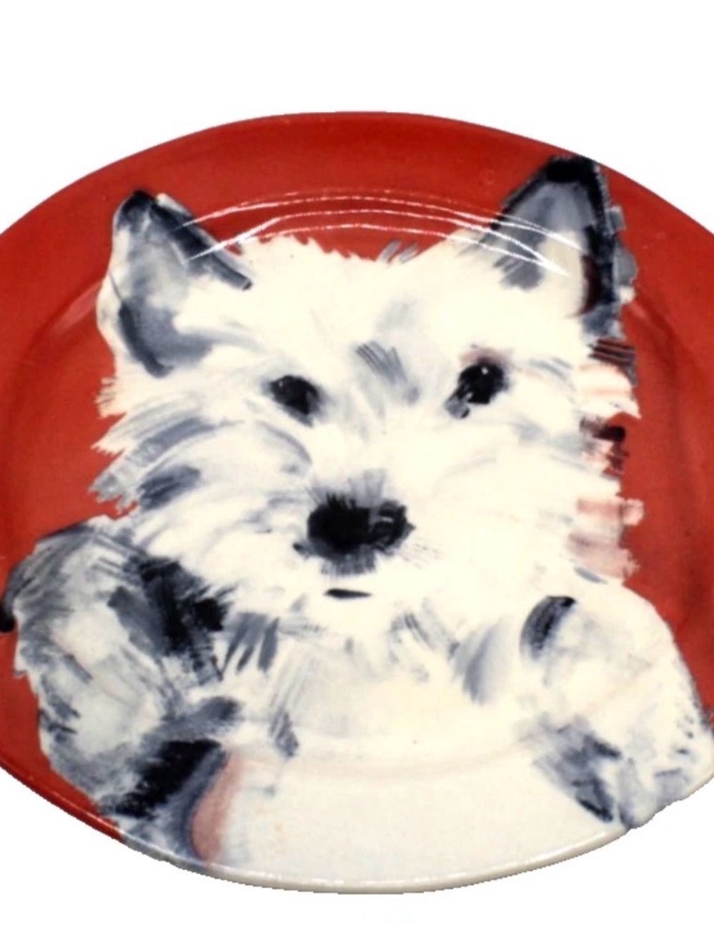 Sally Muir Dog Plate - White & Red Westie Design